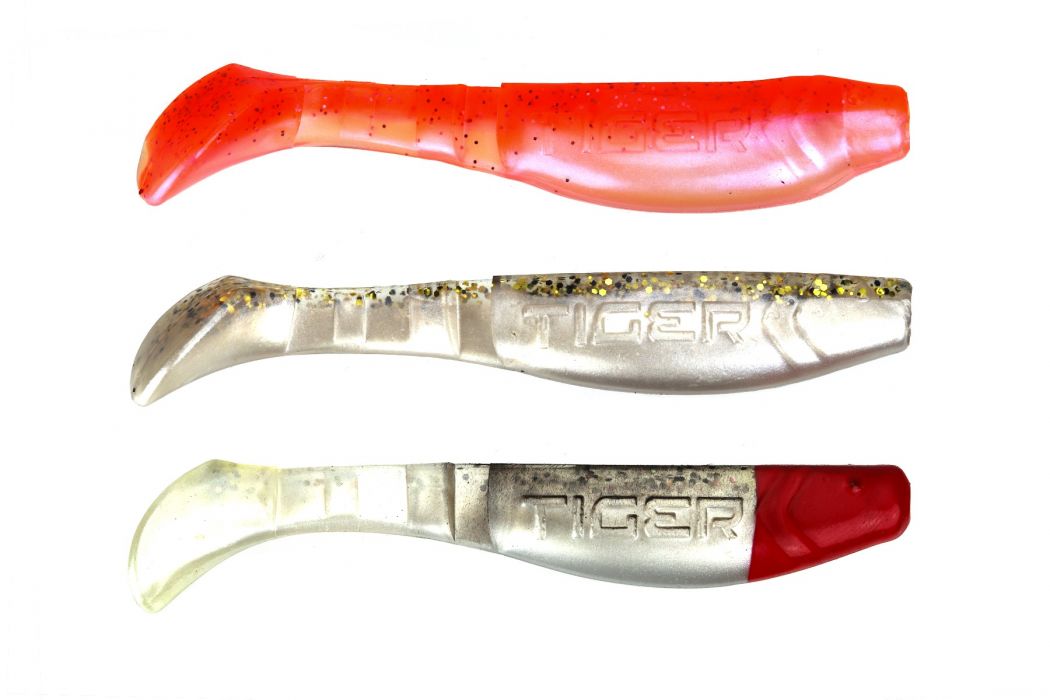 Силиконова примамка Traper Tiger Fish 85 мм. / червен, бял, бяло-червен